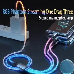 Fast Charging RGB Luminous Gradient Light Type - C Data Cable 66W - 1m (1.2M 3 In 1)