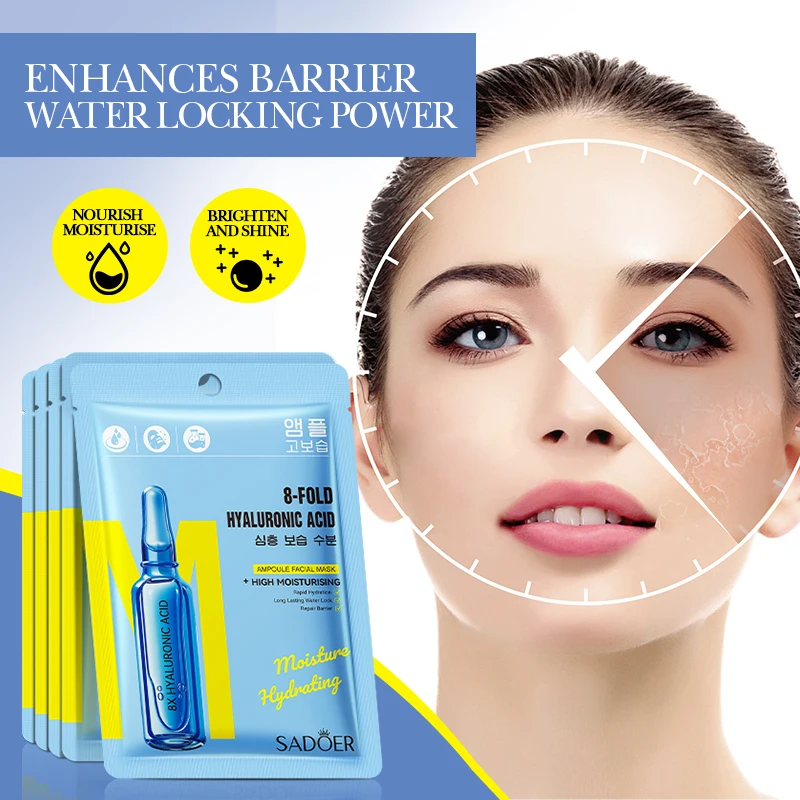 5/10pcs SADOER Hyaluronic Acid Face Mask Moisturizing Hydrating Facial Masks Korean Cosmetics Skin Care