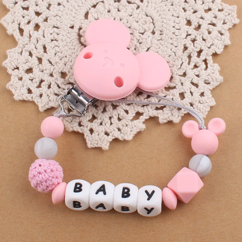 Nome Personalizzato Lettere Inglesi Toddler Soother Ciuccio Clip Ciuccio Capezzolo Catena Supporto Bambino Dentizione Masticare Giocattolo Doccia Rega