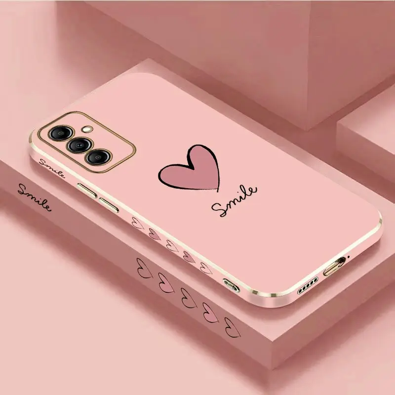 Big Pink Heart Luxury Plating Phone Case Cover
