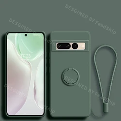 Enhanced Liquid Silicone Phone Case with Ring Holder and Screen Protector - Soft, Durable Cover for Pixel 10 Pro XL (Dark Green)