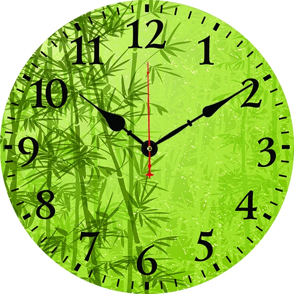 Green Bamboo Wall Clock Modern Design Living Room Bedroom Office