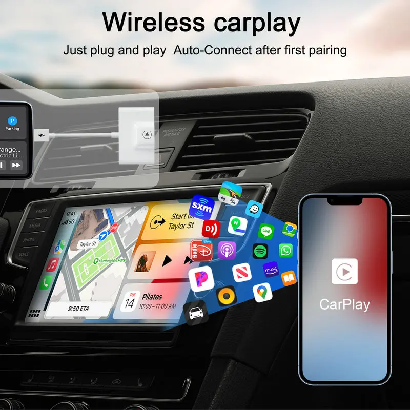  iPhone Wireless CarPlay Adapter,Wireless Auto Car Adapter,Apple Wireless  Carplay Dongle,Plug & Play 5GHz WiFi Online Update,Low Latency,Easy to  Install,Support Newest iOS 16 : Electronics