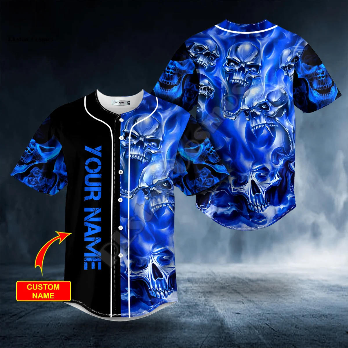 Name Reaper Ghost Gothic Skull Graffiti Flame Retro Tattoo 3DPrint Unisex Summer Baseball Shirts Jersey Short Sleeves A1