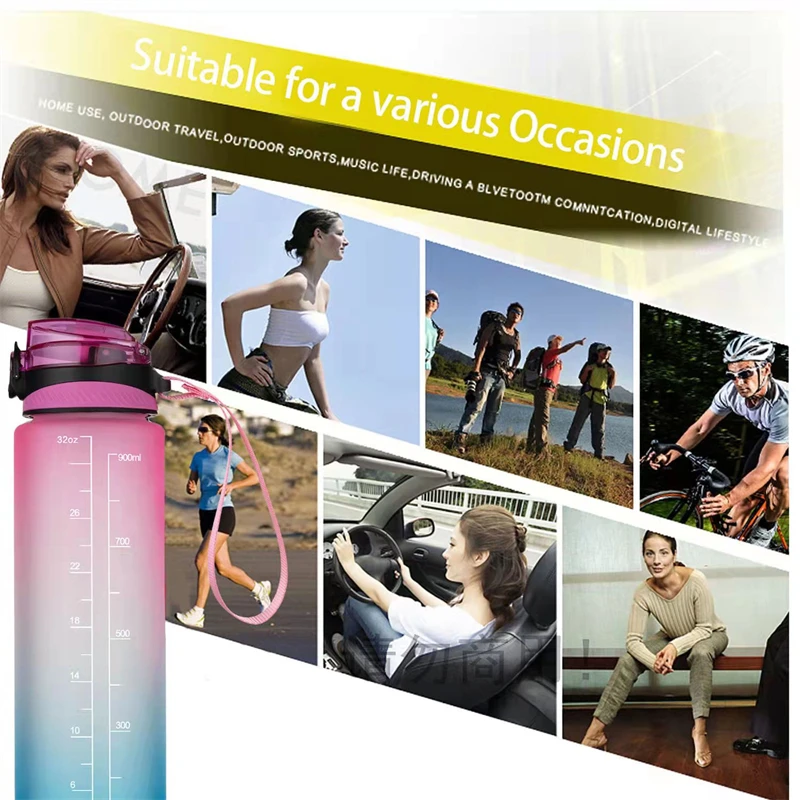 32OZ Portable Sports Water Bottle with Time Marker Leak-proof Cup for Outdoor Sport Fitness BPA Free water bottle sports water bottle sports bottle