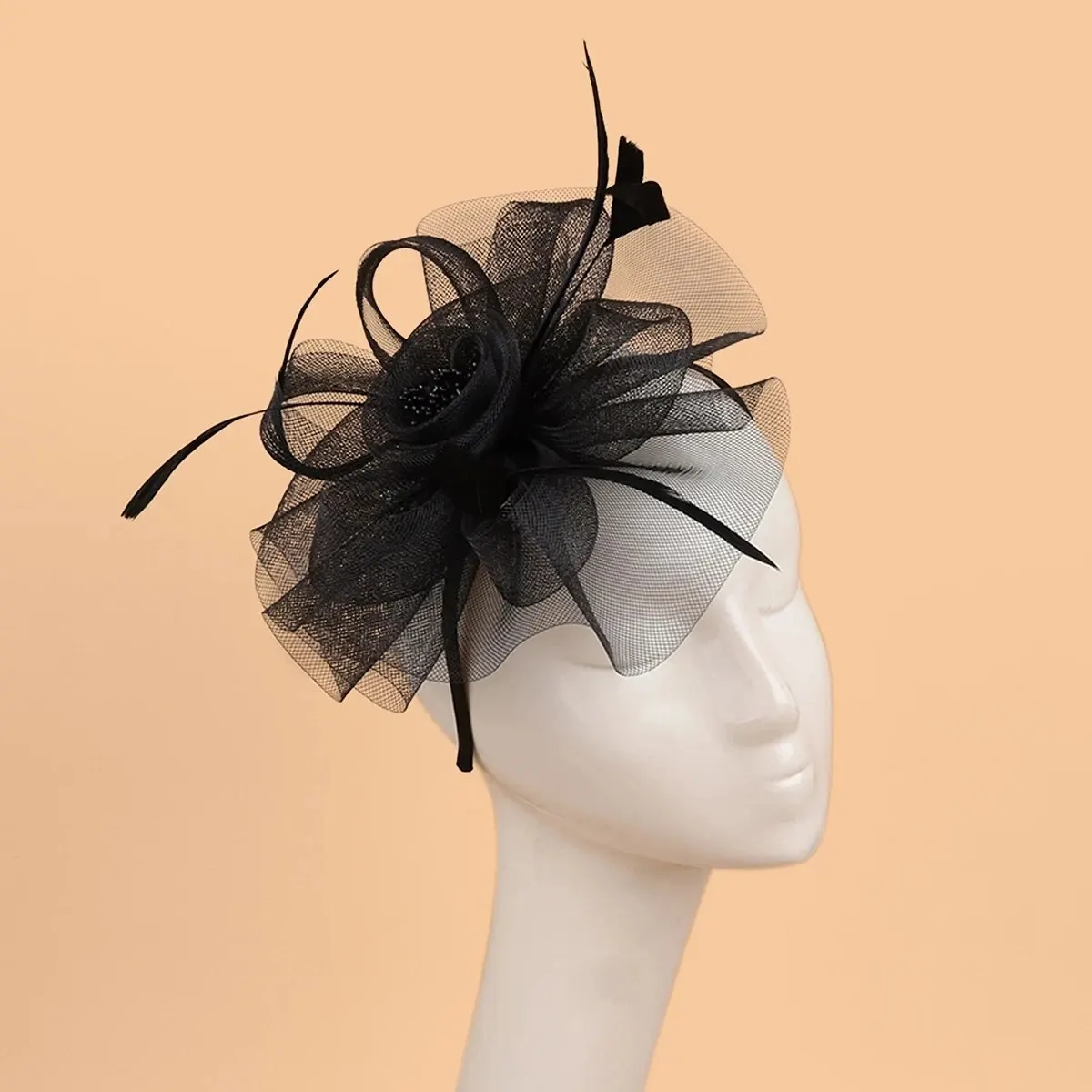 Tocado Eventos Formales Sombrero Fascinator Mujer Con Plumas Y Flores -  Estilo Vintage Para Bodas Y Eventos - Talla Única Tocado Mujer Plumas, image size:1200x1200