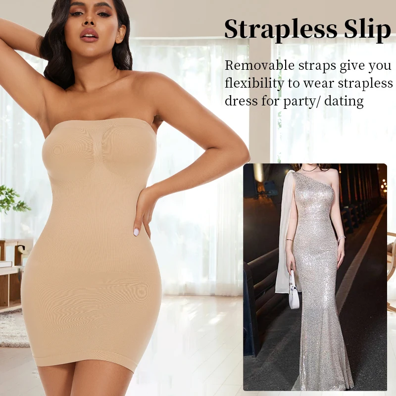 Body Shaper Strapless Control Slips Shapewear Women Underdress Tummy Control Sculpting Body Shaper Butt Lifter Underwear Slimming Waist