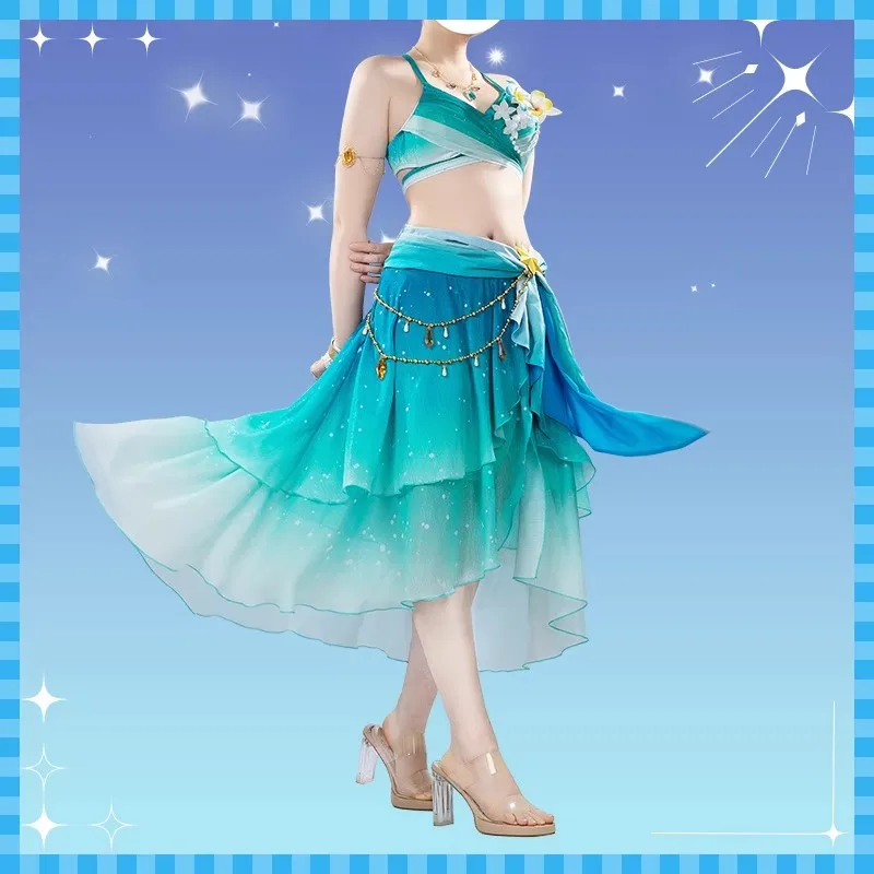 

New Silence Suzuka Cosplay Costume Umamusume: Pretty Derby Split Swimsuit Summer Tops Skirt Sexy Swimwear Cos Clothes with ACC