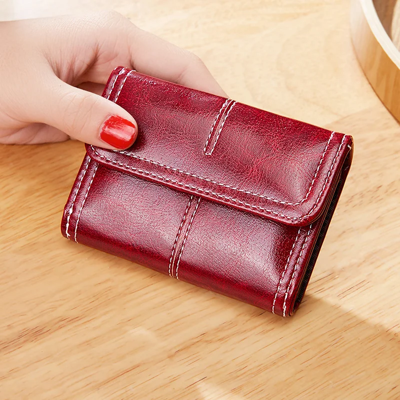 

Vintage PU Leather Women's Wallet Short Female Card Holder Luxury Money Mini Ladies Coin Purses