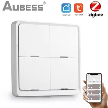 

Aubess Tuya Smart ZigBee Smart Switch 4 Gang Scenario 12 Scene Switch Battery Powered Push Button Controller Support Tuya Hub
