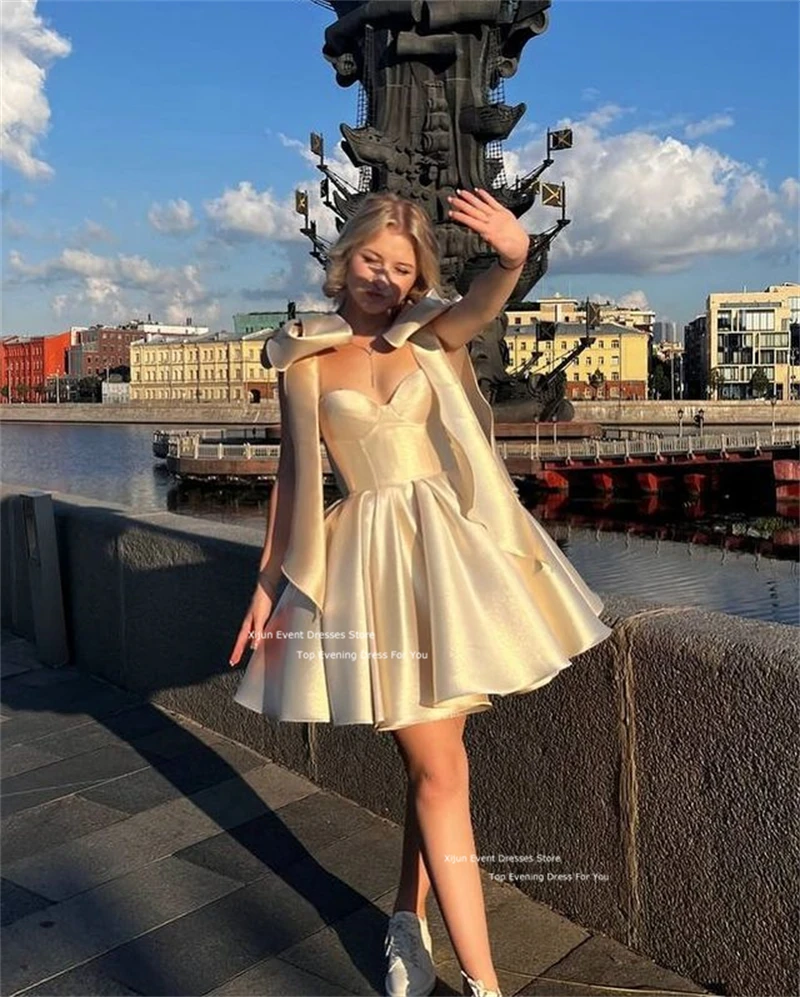 Xijun Modern Short Evening Dresses Bow Straps Off The Shoulder