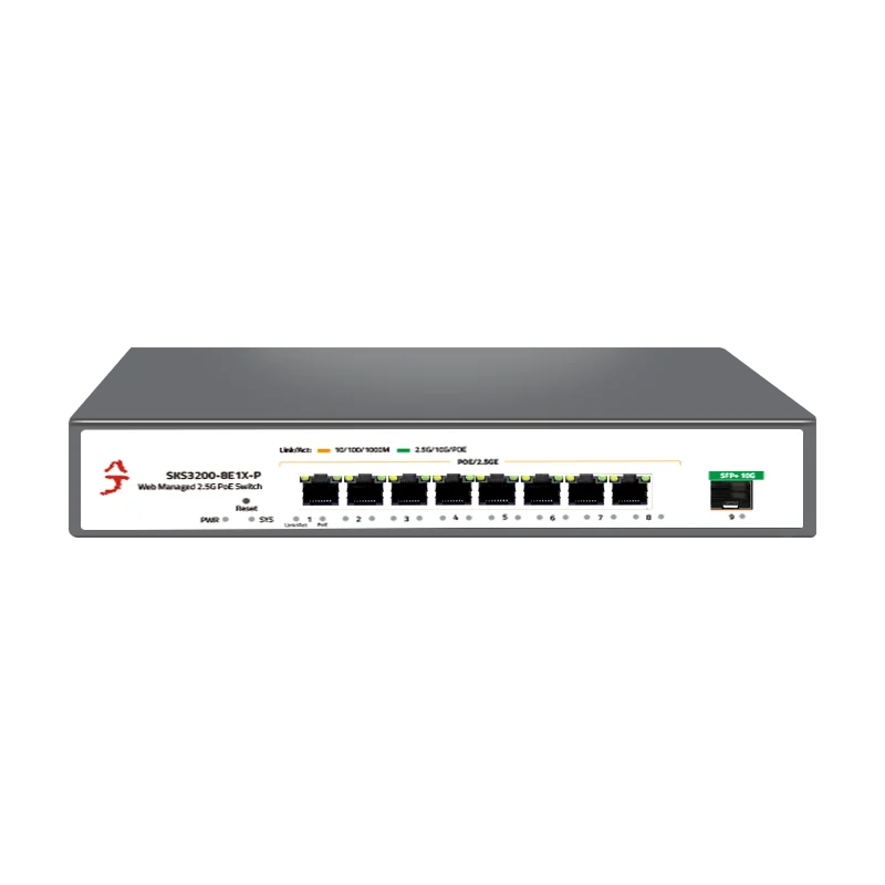 XikeStor 심플 L2 관리형 POE 이더넷 스위치, 8 포트 2.5G POE RJ45, 1 포트 10G SFP + 스위치 웹 관리 VLAN/포트 집계