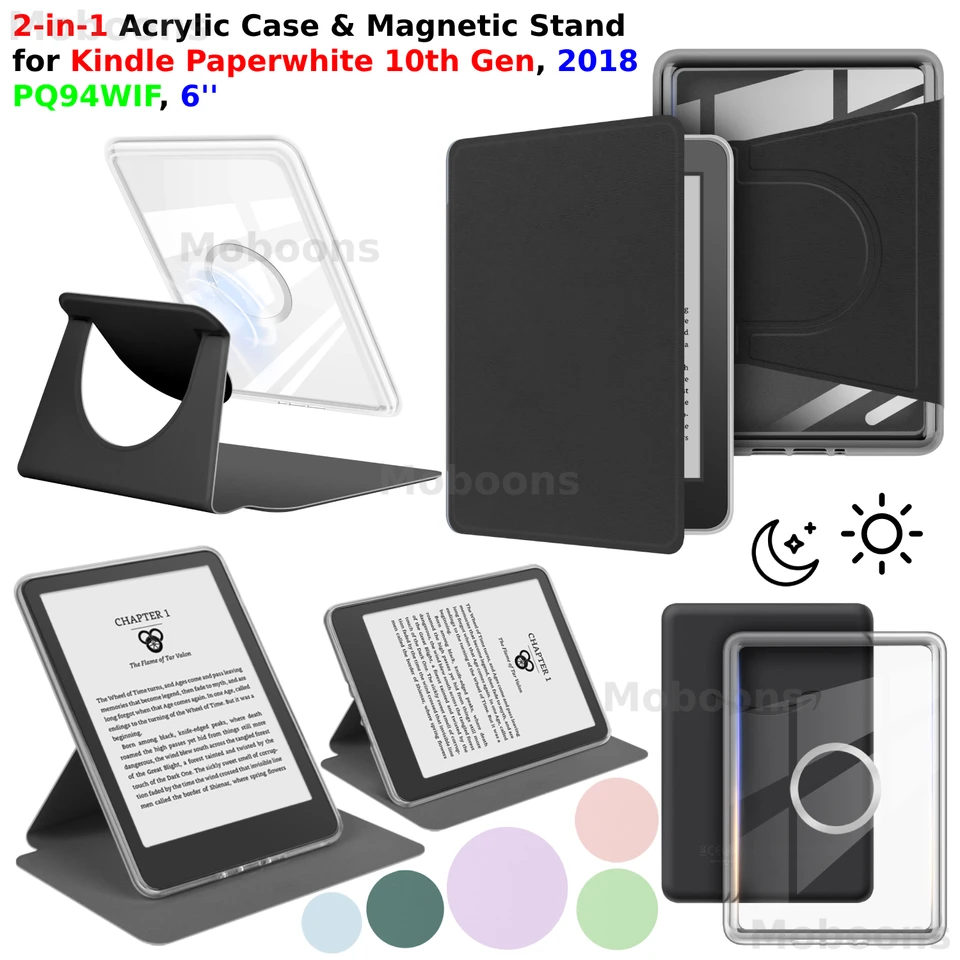 Custodia In Pelle Per Kindle Paperwhite 10ª Gen (2018) – Nero, Con Interno In Microfibra, Apertura/Standby Automatico, Leggera E Magnetica