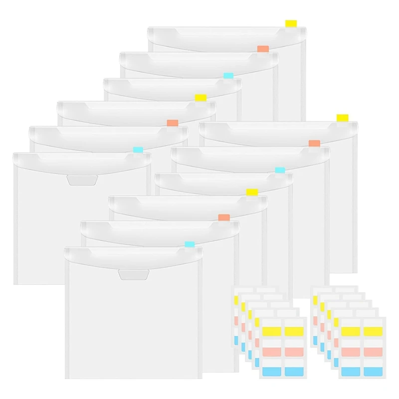 스크랩북 정리함 봉투 보관 포켓 슬리브, 12x12 인치 용지 보관용, 60 개 라벨..