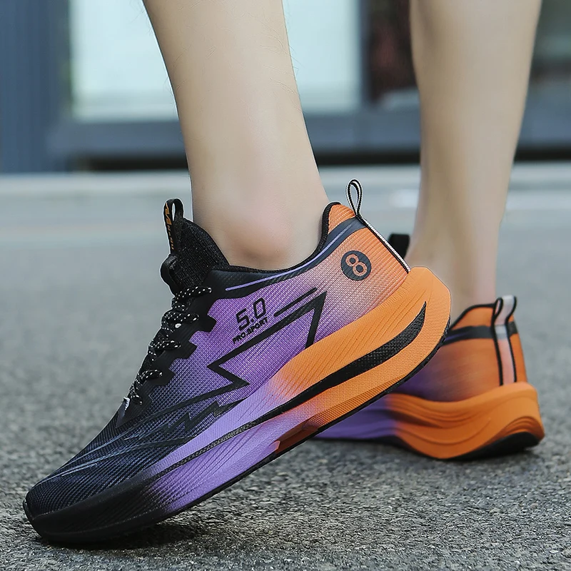 Men's Universal Lightweight Breathable Running Shoes - Full Carbon Plate Technology, Low-Top Mesh Design Suitable for Marathon, Sprint and Casual Wear - Spring and Summer Sneakers, Flexible Rubber Sole