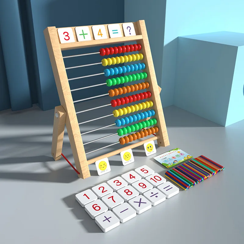 Montessori Math Toys Wooden Abacus Addition&Subtraction Arithmetic