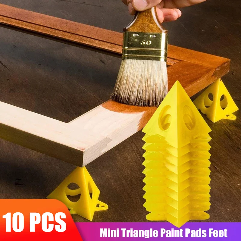 

10PCS Mini Paint Stands Tool Triangle Paint Pads Feet for Woodworking Carpenter Woodworking Accessories