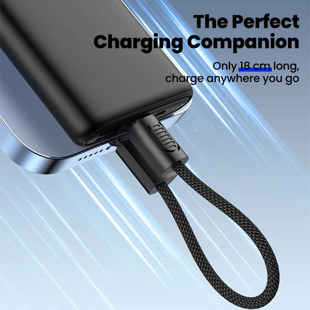 18CM 랜야드 USB 타입 C to 타입 C 케이블 PD 60W 고속 충전 휴대폰 파워뱅크 휴대용 키체인 USB C to C 짧은 데이터 케이블