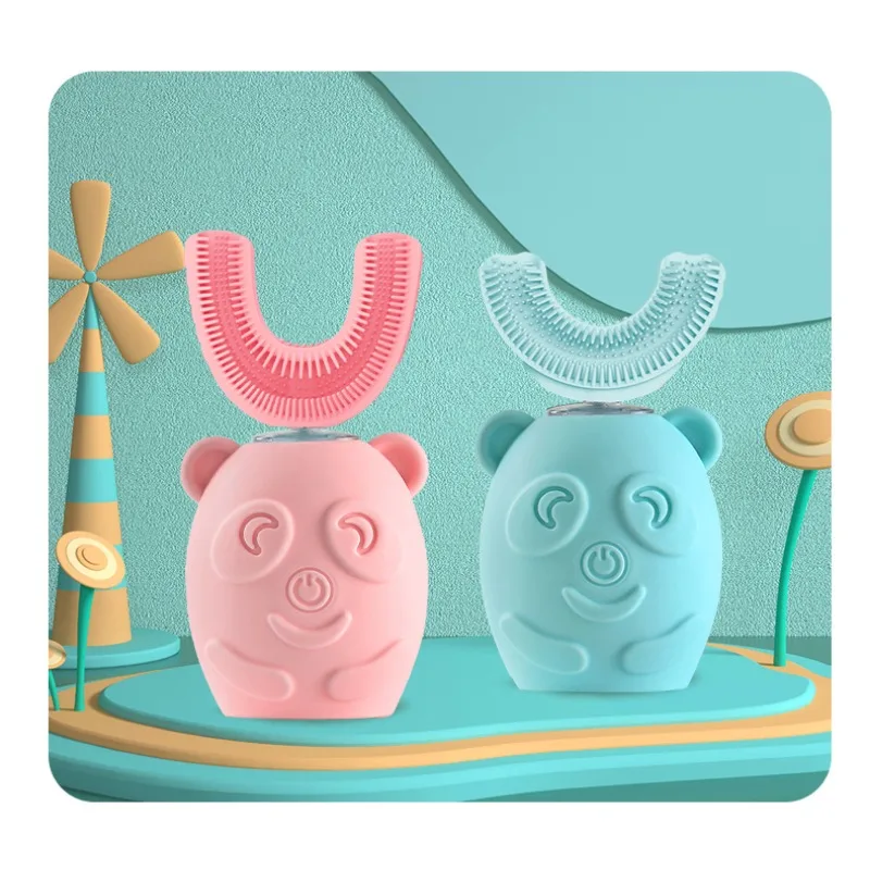 Super Cute Bear Cute u-Shaped Children's Full Mouth Silicone Automatic Intelligent Electric Toothbrush