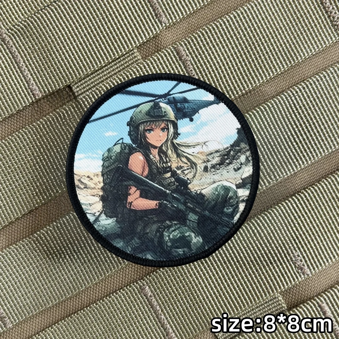Stärke und Schwert Moral Abzeichen Anime Taktische Mädchen Patches Krieg Hubschrauber Skelett Rucksack Militär Armee Armband Druck Aufkleber – Detail 4