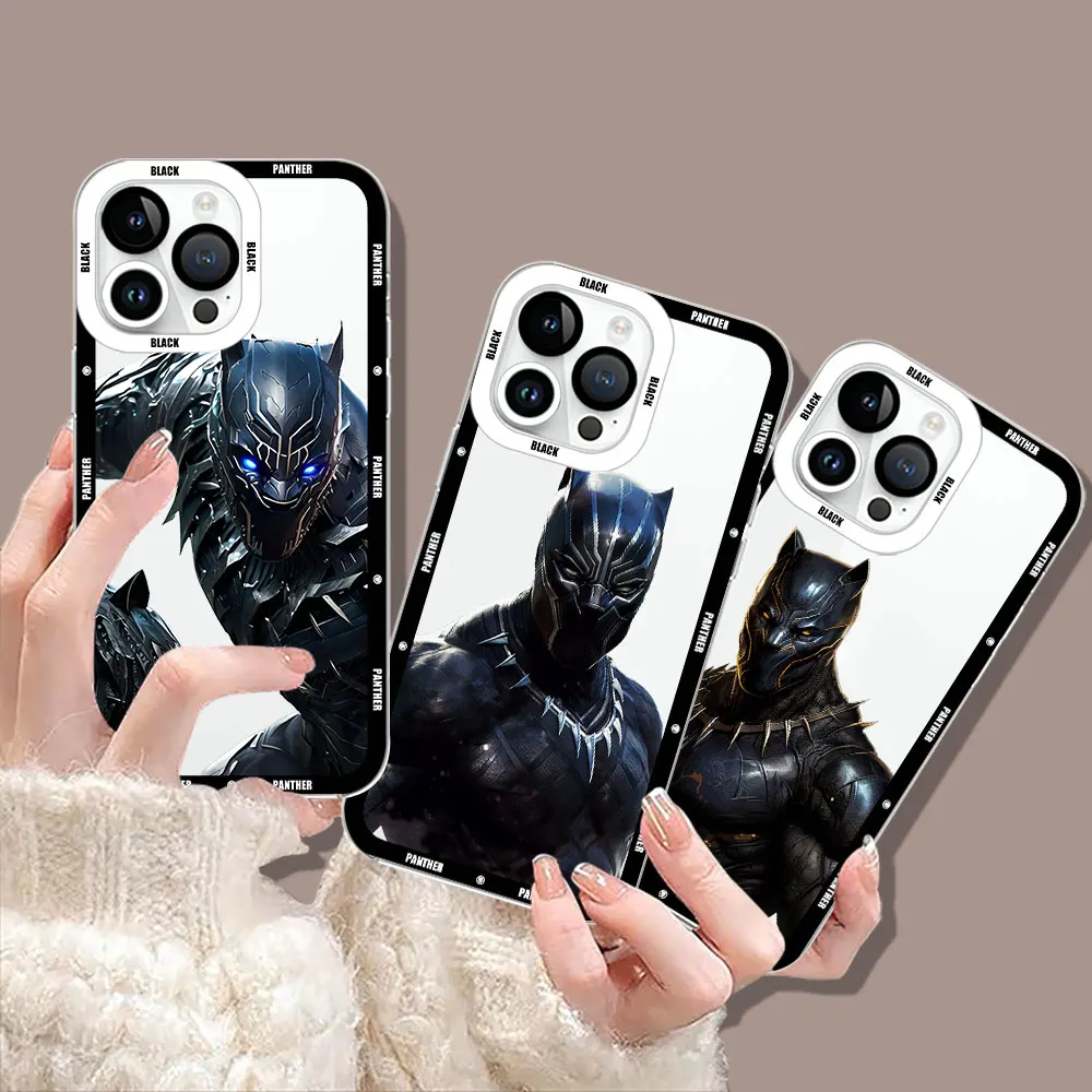 

Avengers Marvel Hero Black Panther Phone Case For Apple iPhone 15 14 13 12 11 XS Pro Max Mini 8 7 Plus X XR SE Clear Soft Cover