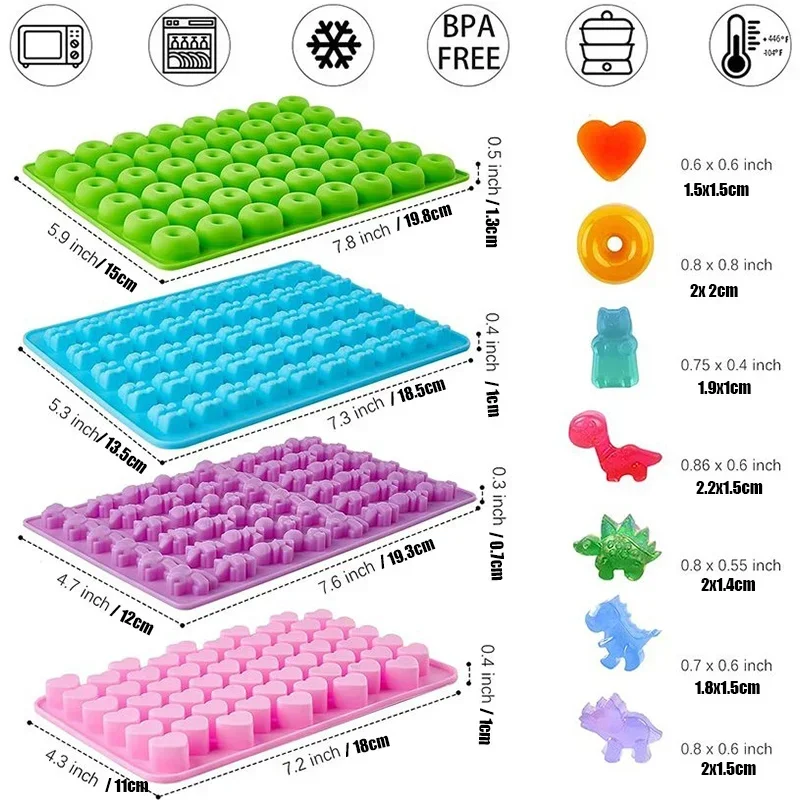 Candy mold Silicone Chocolate Mold DIY ice cake Dinosaur/Bear/Heart and Mini Donuts Valentine's Day Party Baking Mold Foam Cake