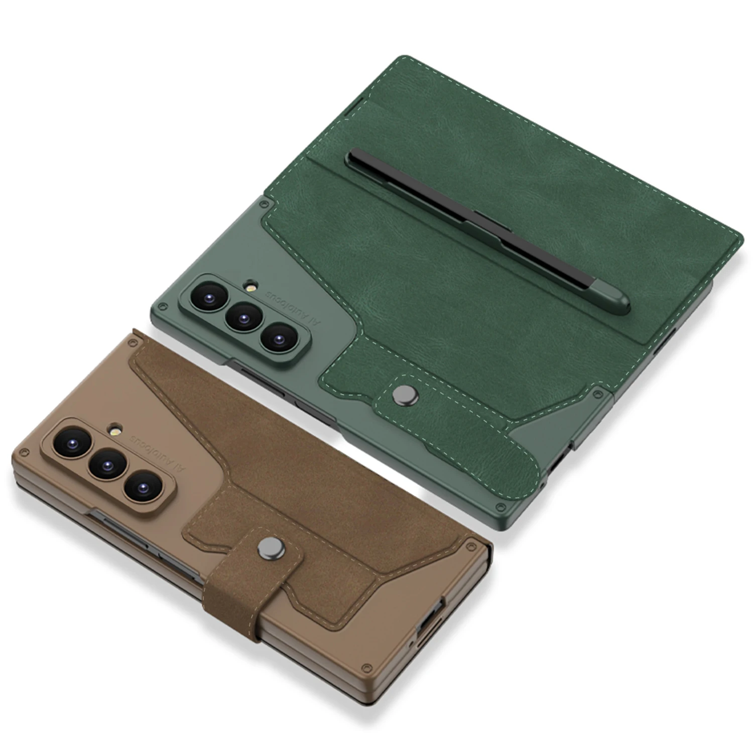 Frosted Leather Fold Stand Case with Stylus Holder & Screen Glass Cover