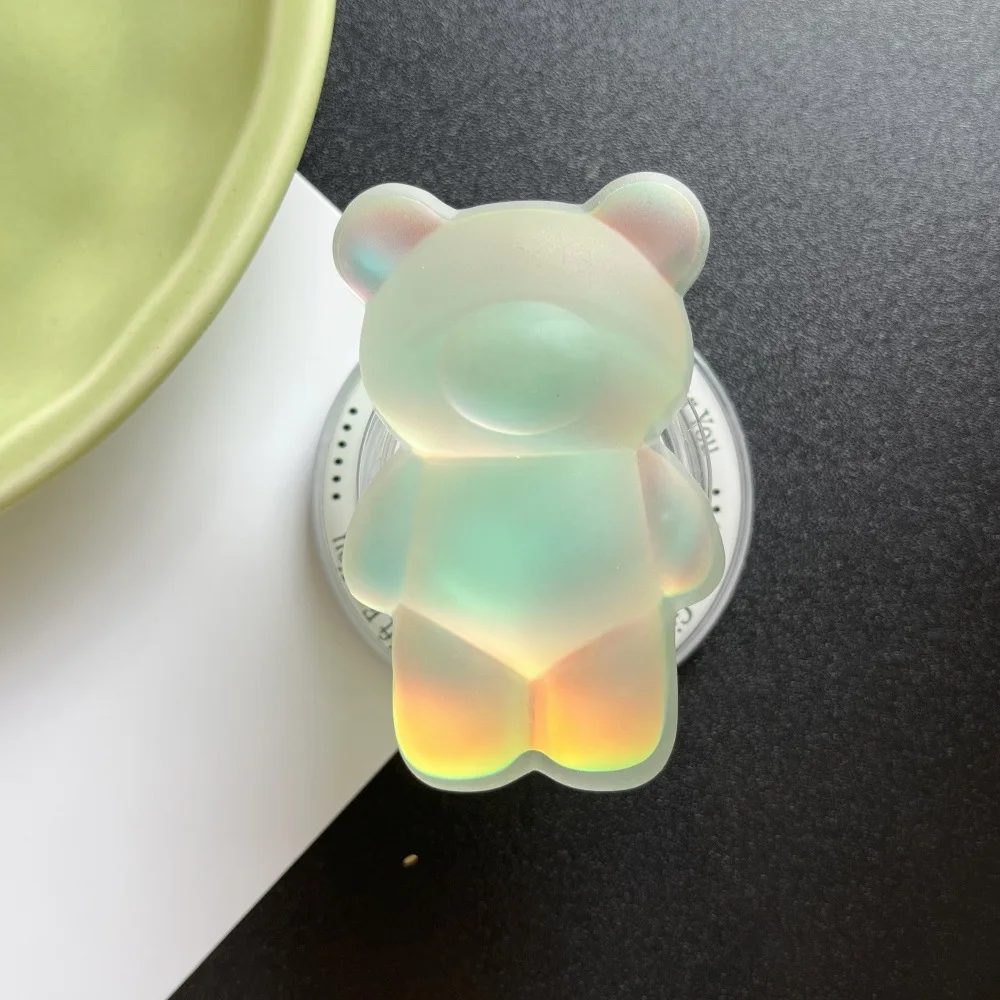 Kawaii Pastel 3D Bear Magnetic Phone Stand - Shockproof & Anti-Slip Desk Holder