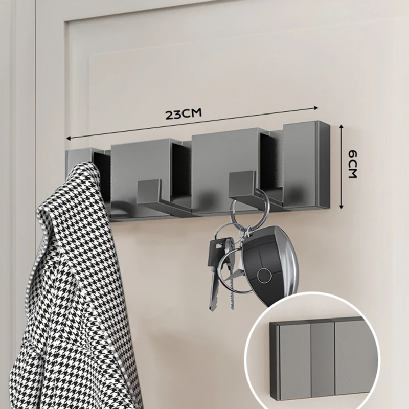 Black Folding Robe Hooks Towel Hanger Nail Free Installation Wall Rack Hooks Coat Clothes Holder For Bathroom Kitchen 3 Hook NEW