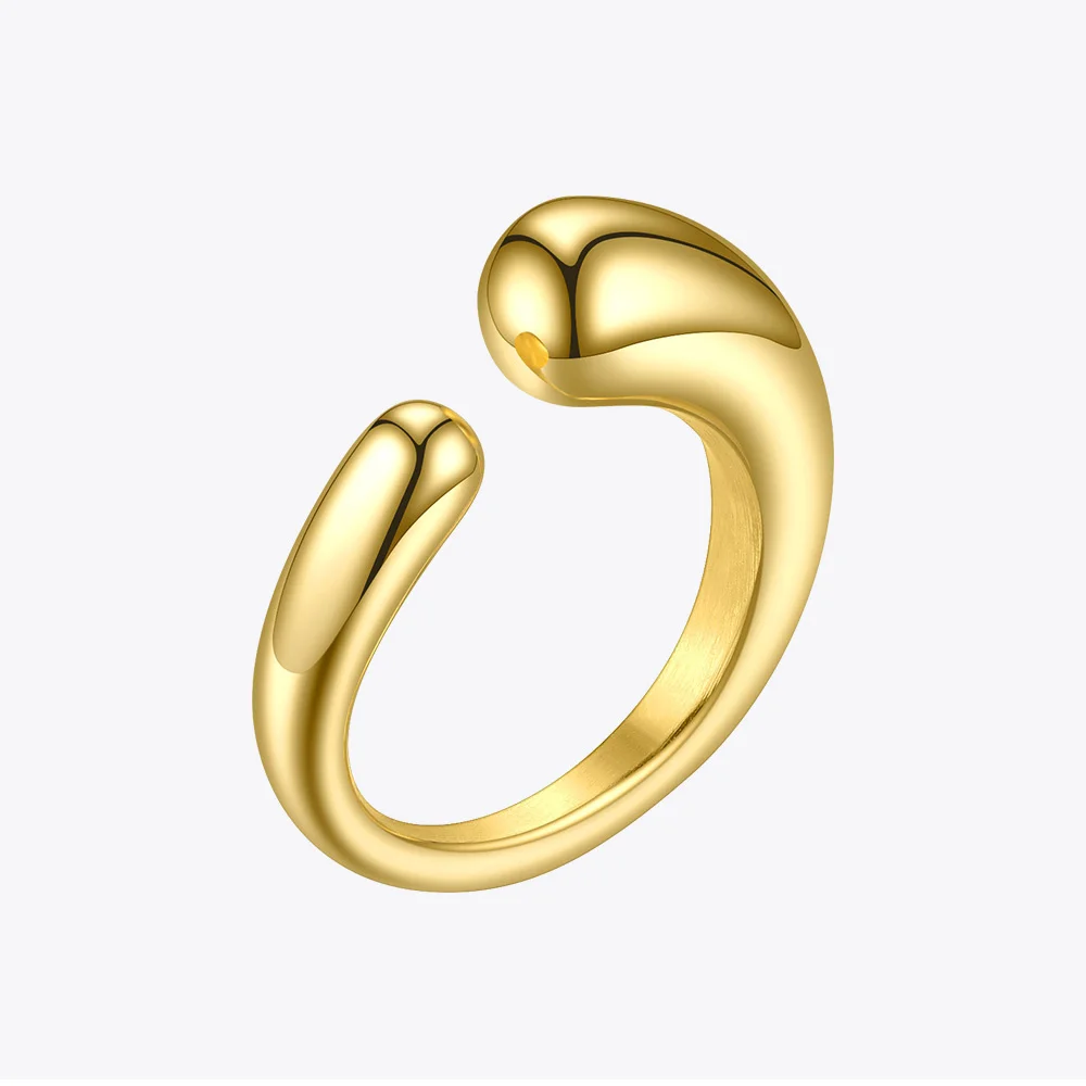 

ENFASHION Punk Simple Rings For Women Minimalist Stainless Steel Open Gold color Ring Fashion Jewelry Gifts 2020 Anillos R204044