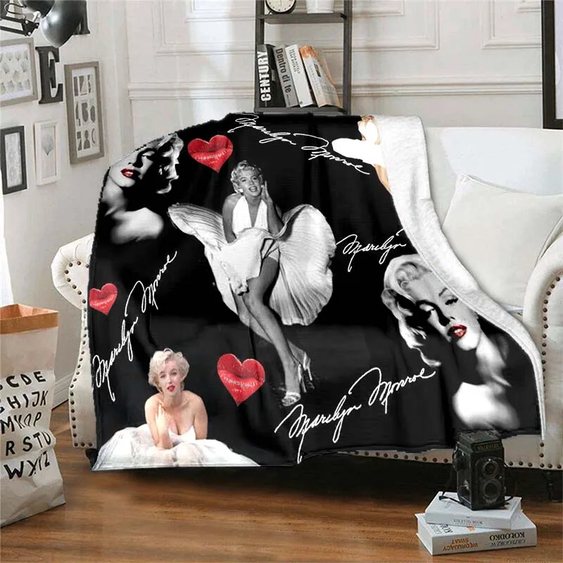 

Marilyn Monroe Vintage Blanket Flannel Fashion Soft Blanket Super Warm Throw Blankets for Bed Bedroom Sofa Travel Picnic Blanket