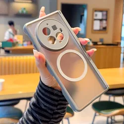 Matte Translucent Magnetic Phone Case with Full Hinge Protection and Wireless Charging Compatibility for VIVO X Fold6 (Gray)