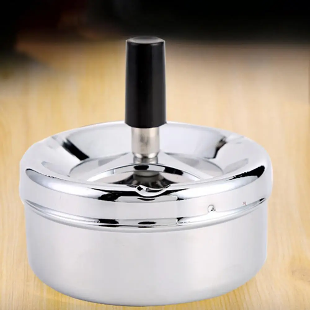 Windproof Creative Stainless Steel Rotation Lid Home Hotel Ashtray Smoker Gift