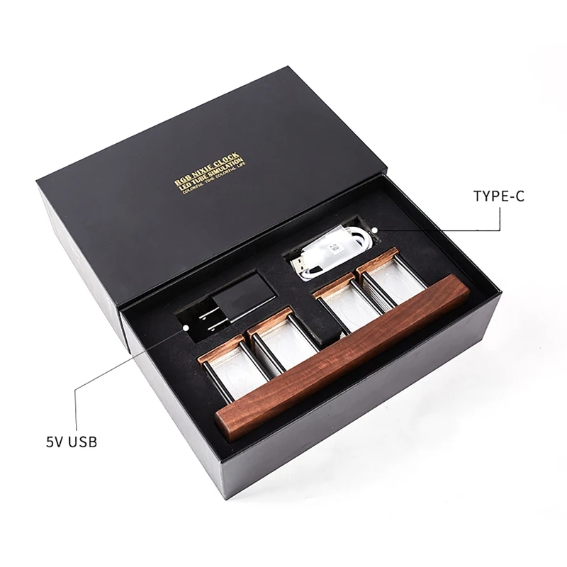 Vintage 16Million RGB Nixie Tube Clock DIY Table Clock Led Digital Electronic Desktop Watch Desk Home Decor Ornaments Gift
