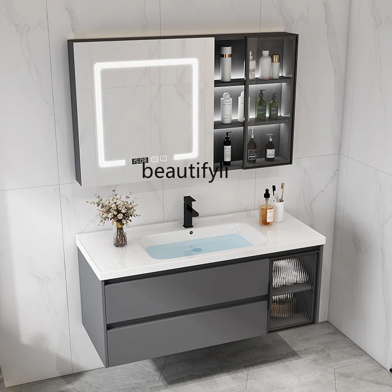 

Ceramic Integrated Bathroom Cabinet Wash Face Wash Basin Cabinet Combination Washstand Smart Mirror Cabinet