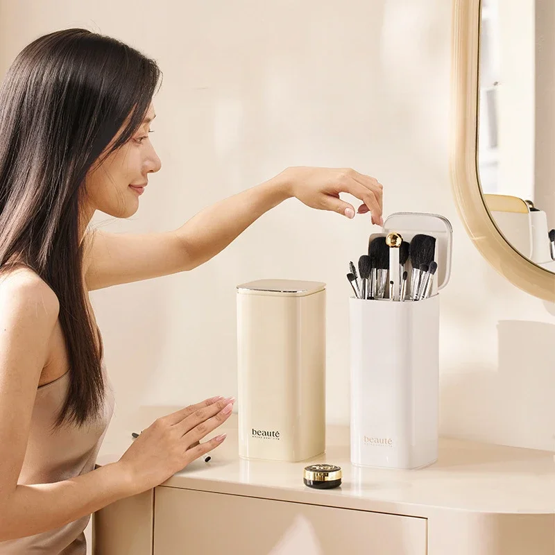Makeup Brushes Holder Automatic Lifting Dustproof Makeup Brush Holder Desktop Makeup Tools Lipstick Eyebrow Pen Holder Container 2