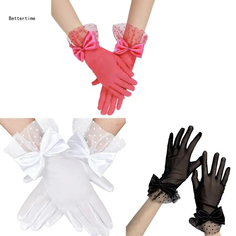 

B36D Lace Gloves Formal Event Dress Gloves Female Evening Party Ceremonial Gloves