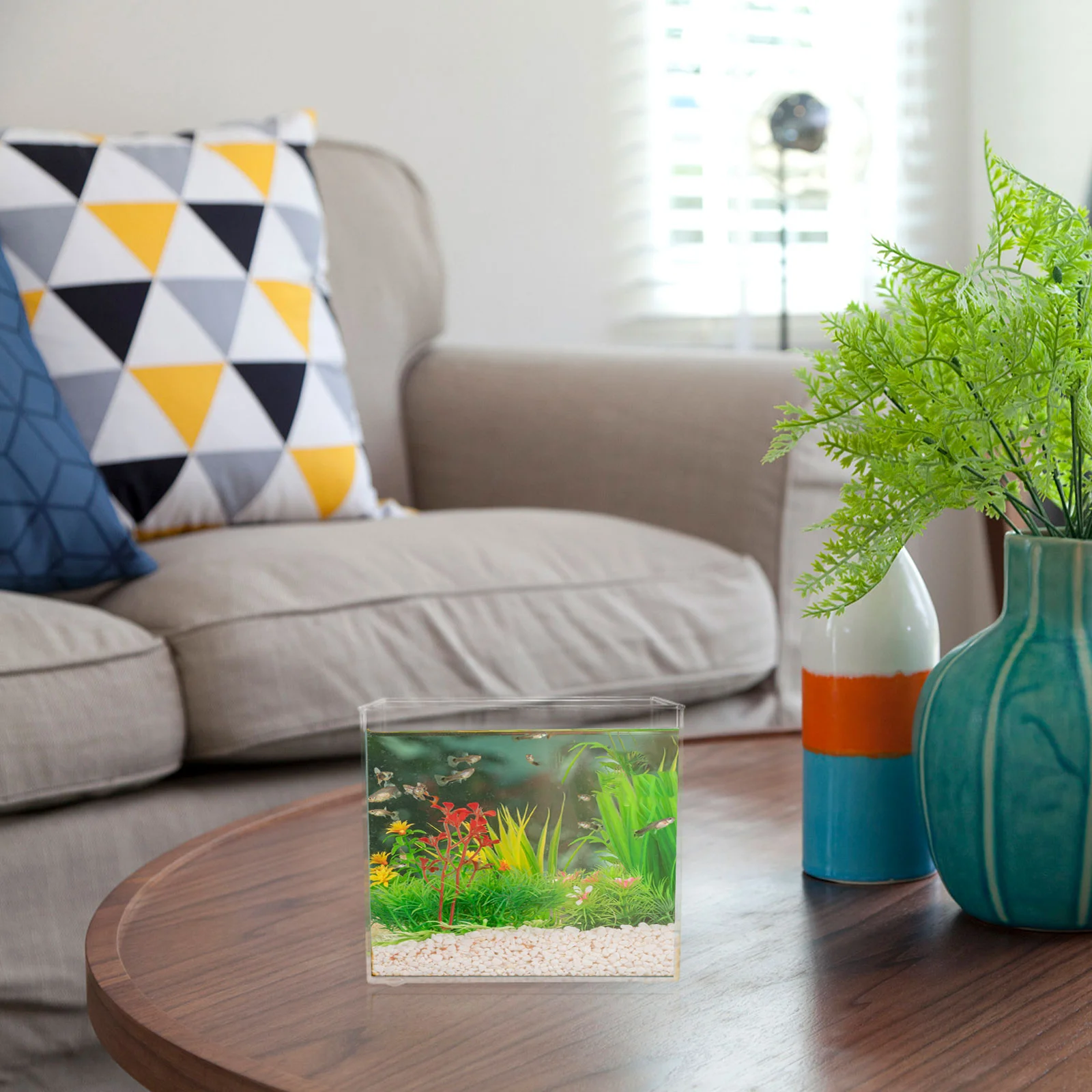 Transparent Goldfish Tank Desktop Fish Tank Square Aquarium Desktop Plastic Fish fish bowl aquarium tank