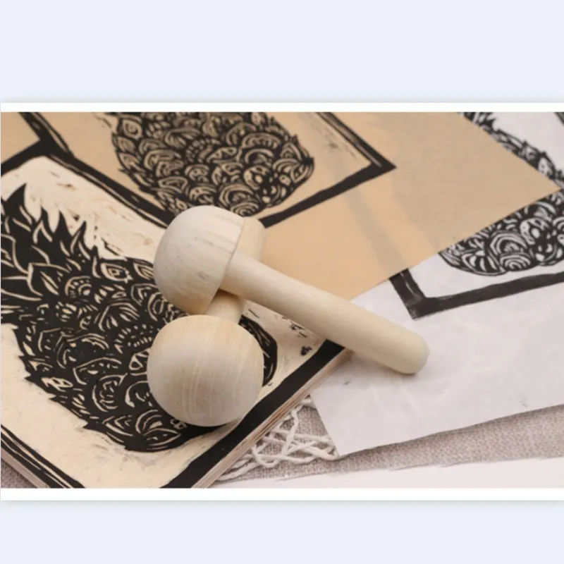 Handmade Beech Wooden Mushroom Shape Painting Tools Printmaking Tools with  Wood Mill and Ink. Printmaking Supplies - AliExpress