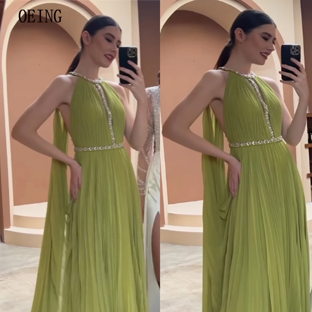 

OEING Emerald Green Pleated Homecoming Dress O-Neck Graceful Chiffon Vestidos De Fiesta Ankle Length Custom Made Elegant 2024