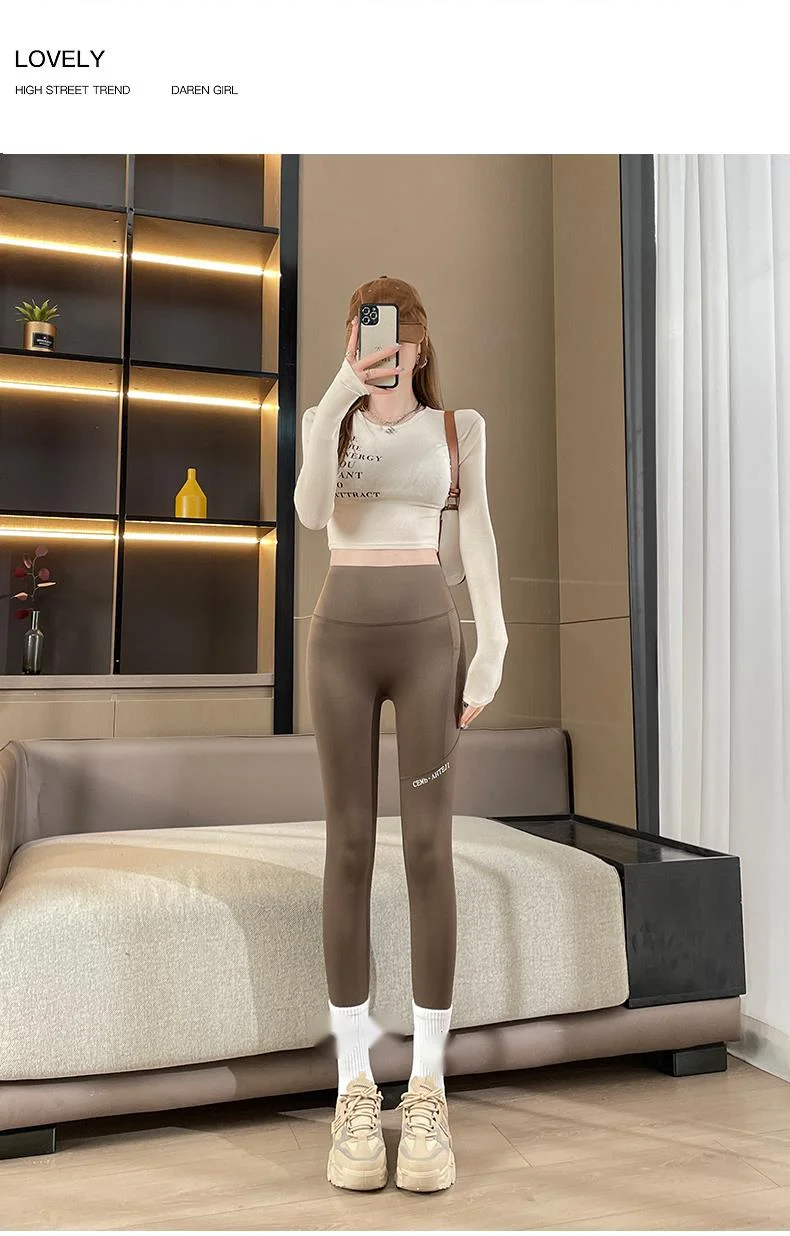 #Shark skin leggings for outer wear, 2024 high waist, abdominal compression, hip lifting, slimming, spring and autumn_voghion.com