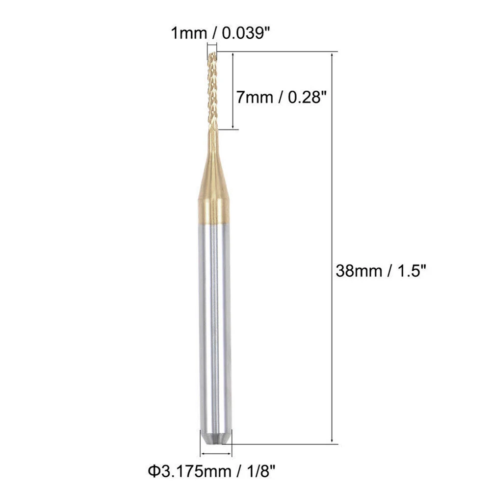 Fresadora final para máquina PCB, Bits de gravação, CNC Router, Carbide, 1mm Cabeça, 1/8 ''Shank, Ferramentas de corte Peças, 10Pcs