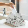 Custom Cat In Cherry Blossom Tree Tissue Box Holder Rectangular Kitten PU Leather Facial Tissue Box Cover for Car Home 6