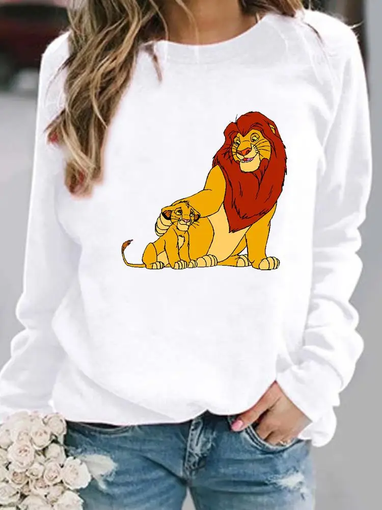 

Autumn Spring Female Pullovers Holiday Graphic Sweatshirt Lion Sweet 90s Cute Trend Stylish Disney Fashion Print Women Casual