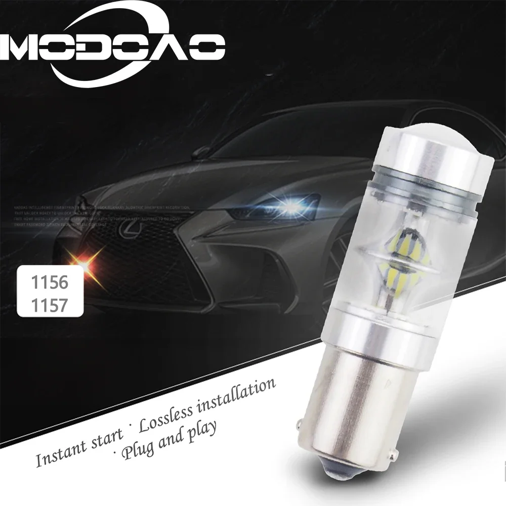 

2 Pcs 1156 BA15S P21W R5W 1000LM LED Bulb Car Fog Light Tail Driving Lamp DRL Day Runnight Reverse 100W 6000K White 3030 20SMD