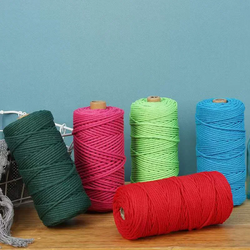 Multicolour 3mm 5Meters Macaroon Cotton Rope Macrame Colorful Thread ...