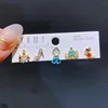 Mixed 5pcs/Set Colorful Zircon Crystal Fairy Tale Stud Earrings for Women Girls Party Gift Jewelry 4