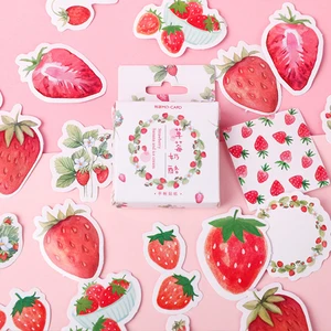 45pcs/pack Yummy Strawberry Decorative Stickers Scrapbooking Stick Label Diary Stationery Album Stickers Kids Gifts