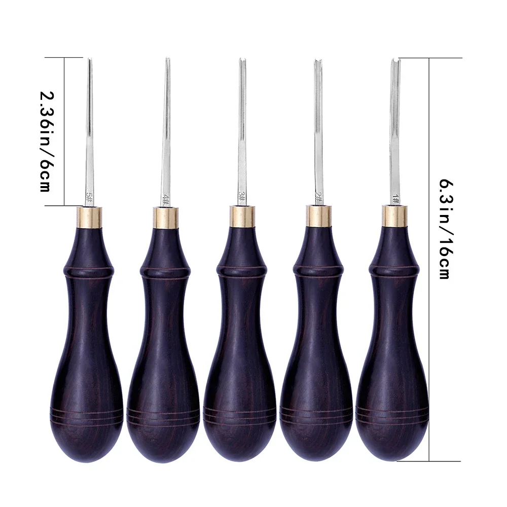 Leather Tool Zxiixz 1Pcs 0.6 to 2.25mm Leather Edge Bevelers Wide Mouth Skiving Tool with Wooden Handle for DIY Leather Craft Professional