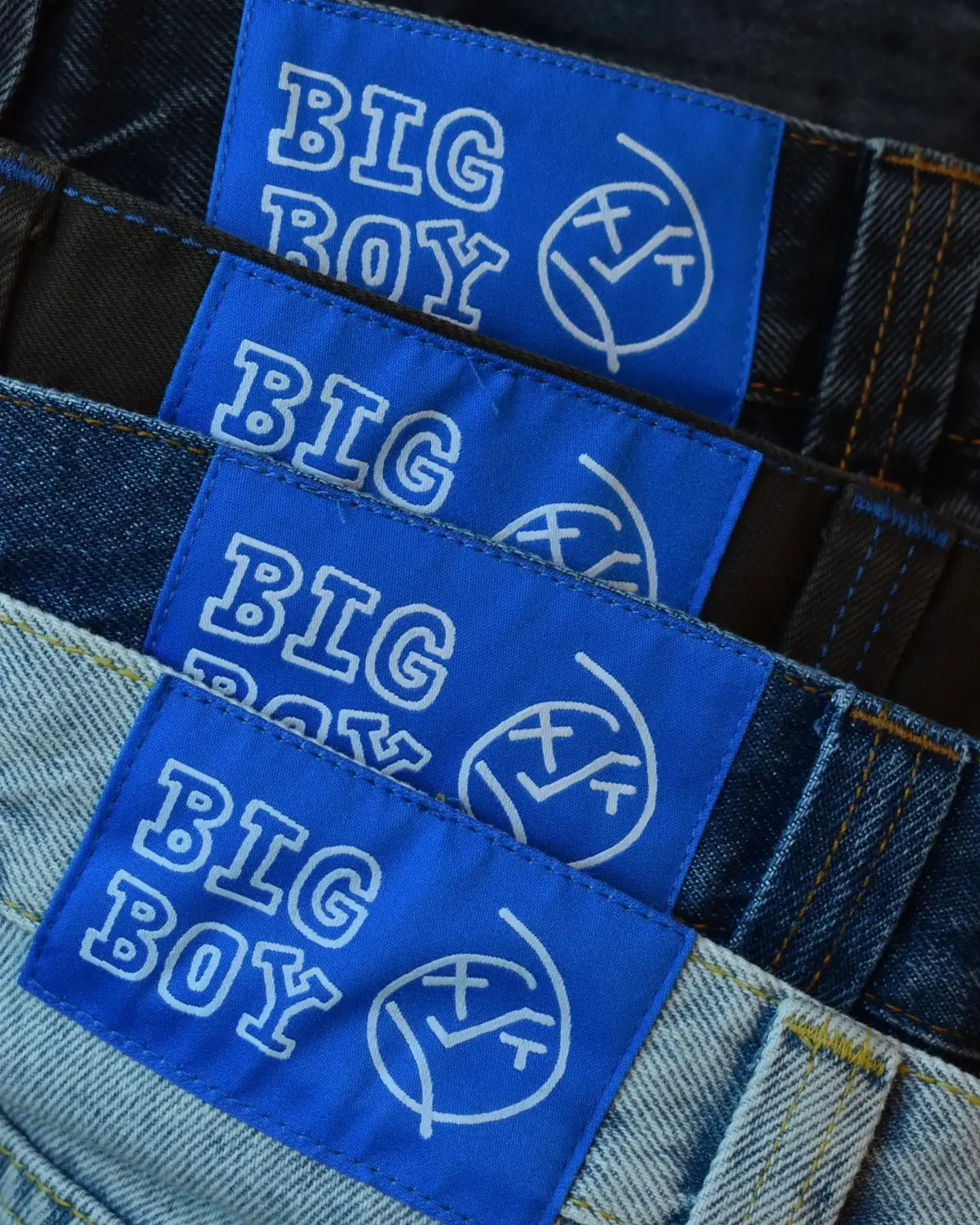 

Streetwear Big Boy Jeans Hip Hop Cartoon Embroidered Retro Blue Jeans Pants Mens New Japanese High Waist Wide Leg Trouser